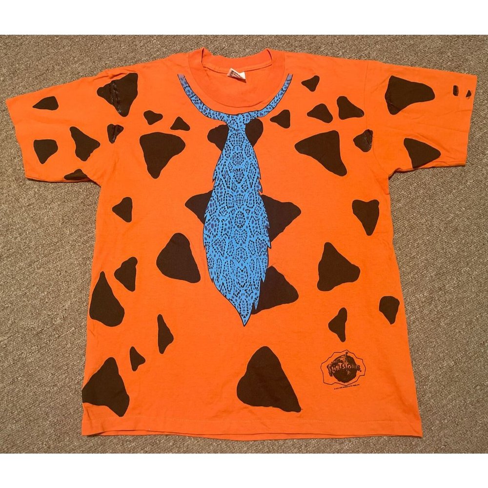 Vintage 90s XL The Flintstones Fred Flintstones Tuxedo AOP Single Stitch T-Shirt